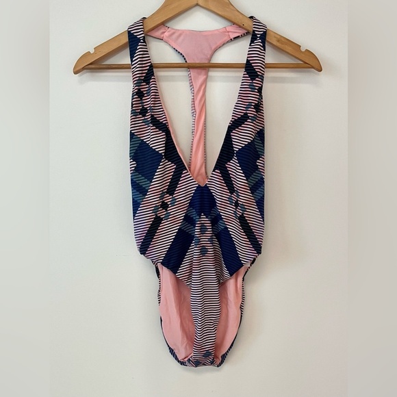 The Bikini Lab Women's Size Medium Plunge Front One-Piece Swimsuit Pink - Picture 2 of 8